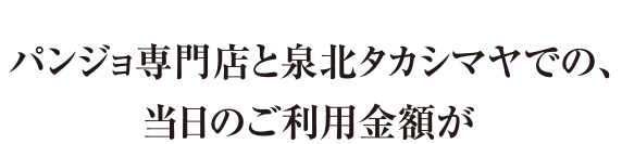 パンジョ専門店と泉北タカシマヤでの、当日のご利用金額が